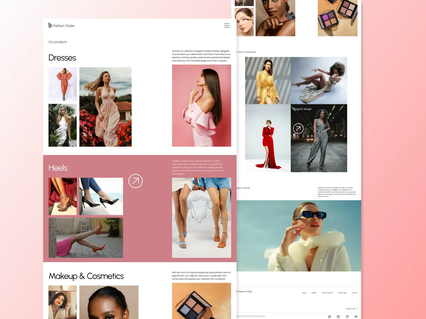Website for a fashion and beauty brand