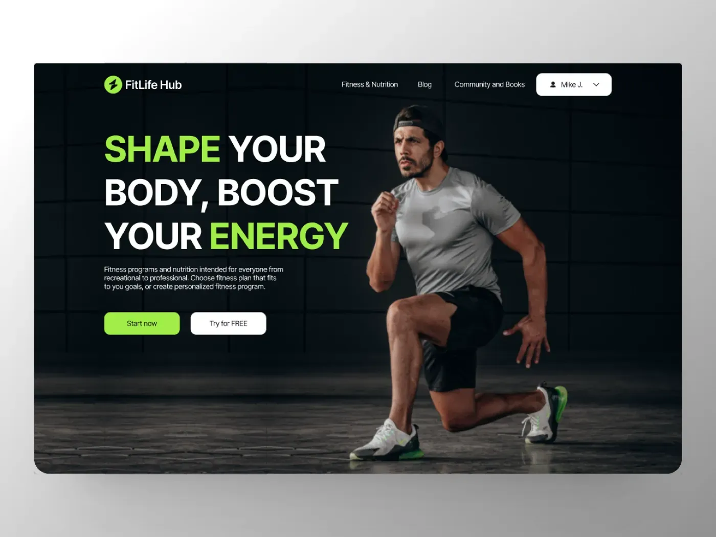 Landing page and brand for FitLife Hub