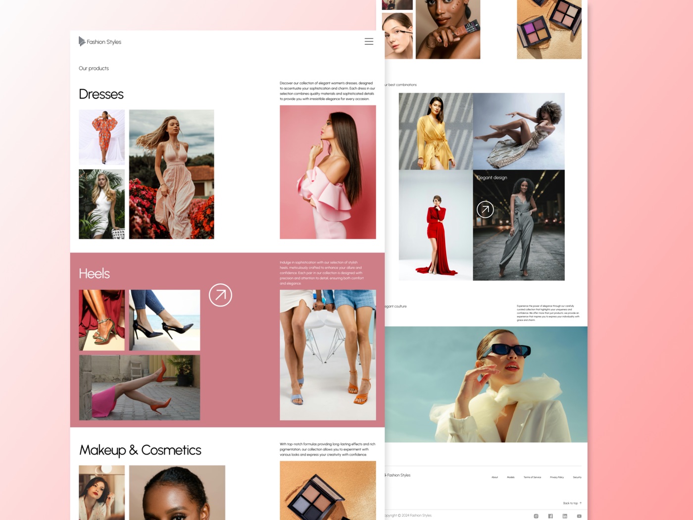 Fashion Styles beauty sajt — elegantan web dizajn