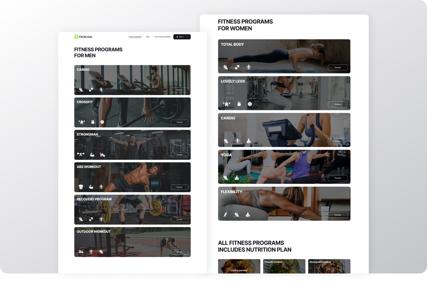 FitLife Hub sajt — fitness i nutrition programi