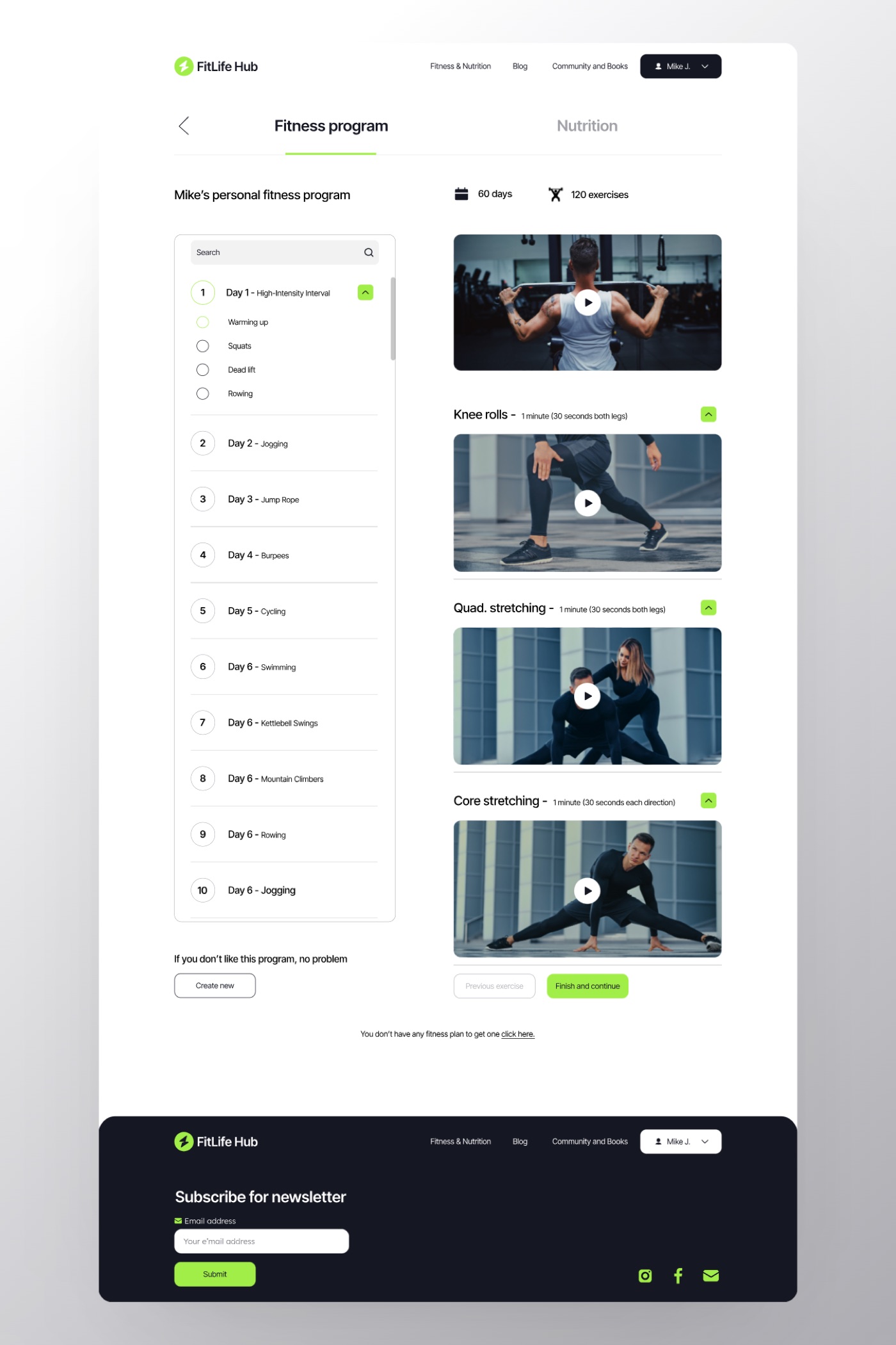 FitLife Hub sajt — personalizovani programi