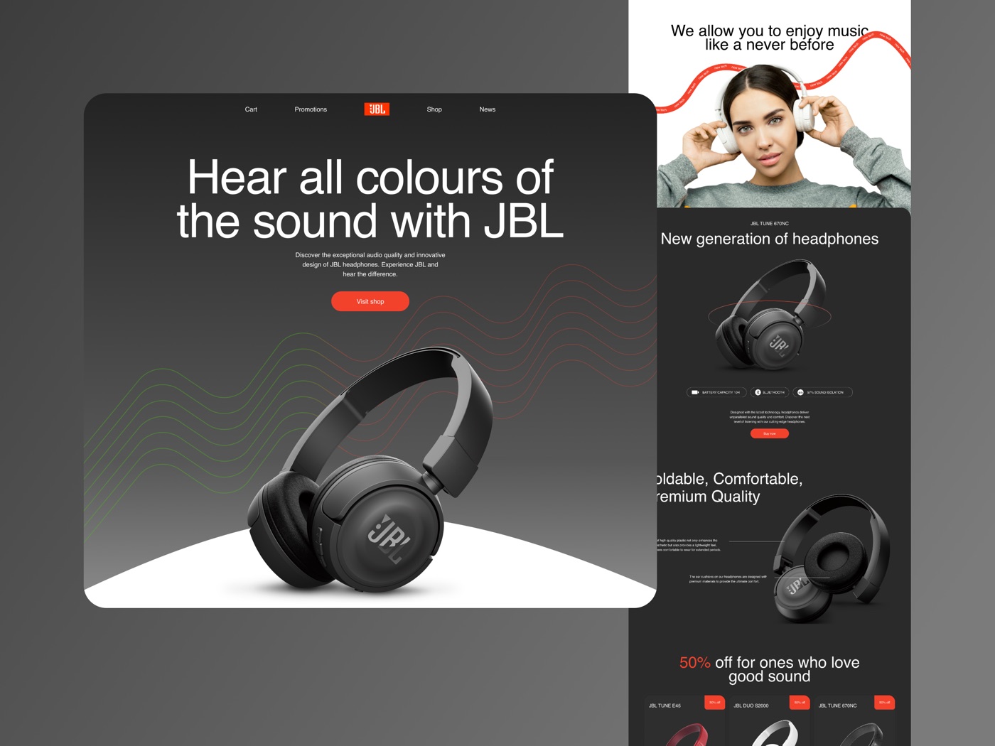 JBL e-commerce sajt — dizajn početne strane