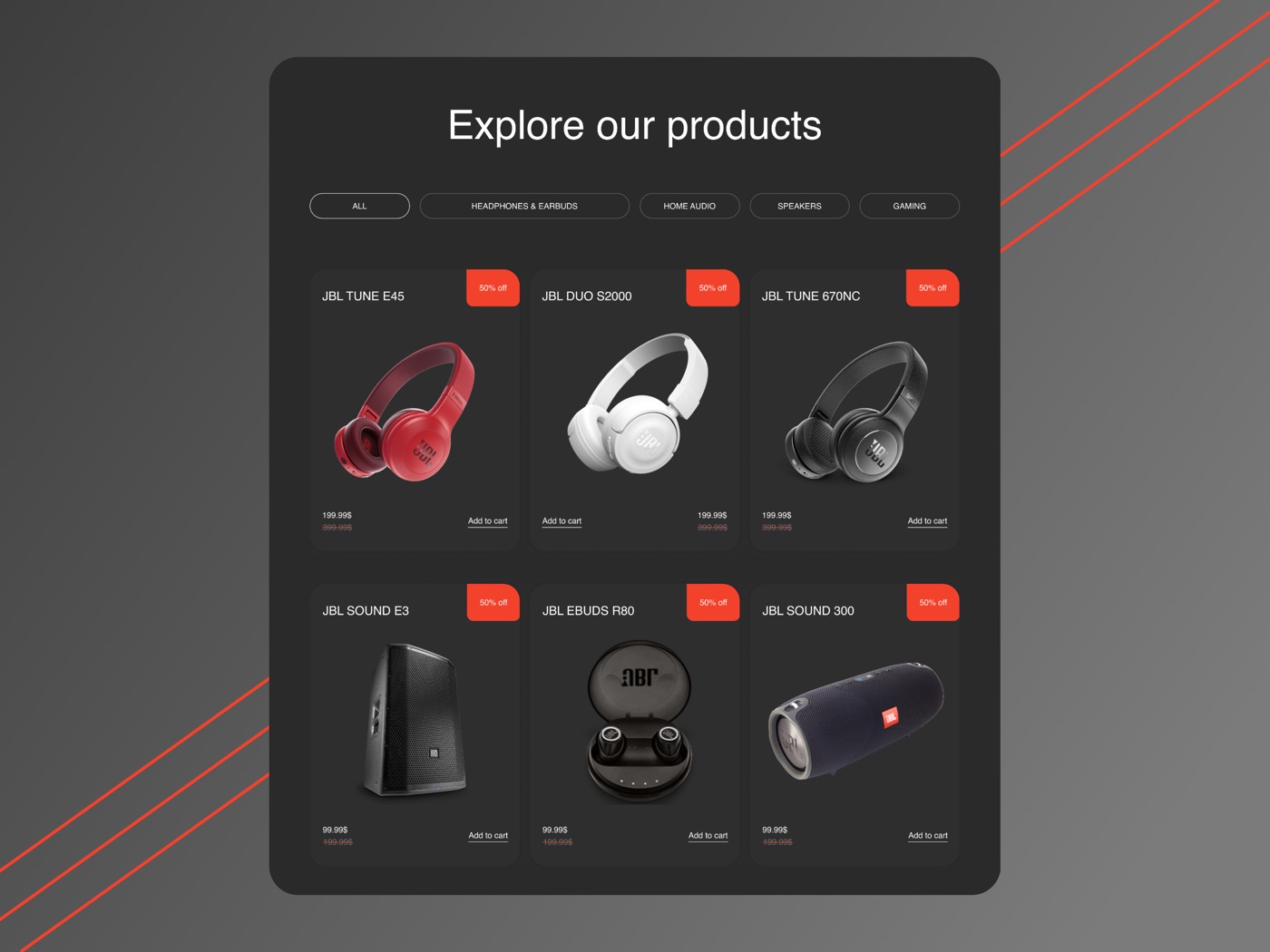 JBL e-commerce sajt — dizajn shop stranice